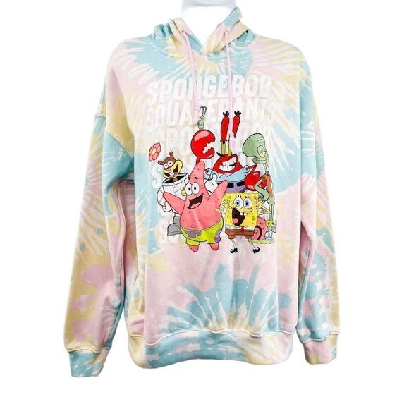Spongebob Squarepants Tie Dye Hoodie Sweatshirt Graphic Nickelodeon Y2K - Picture 1 of 4